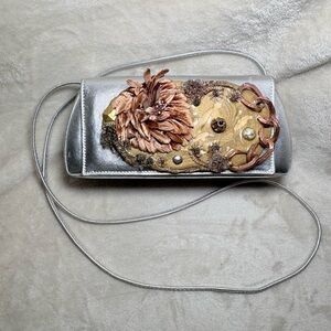 Silver Crossbody Purse with 3D Accents